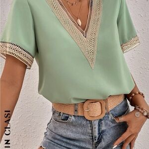 Mint green top